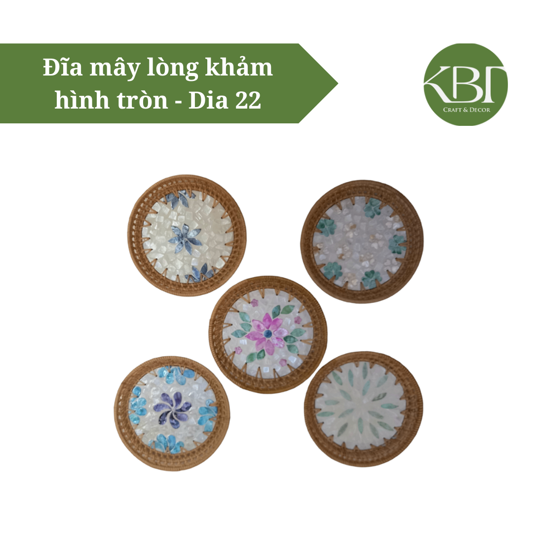 Đĩa mây lòng khảm hình tròn - Dia 22