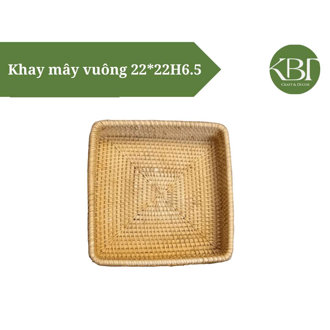 Khay mây vuông 22*22H6.5