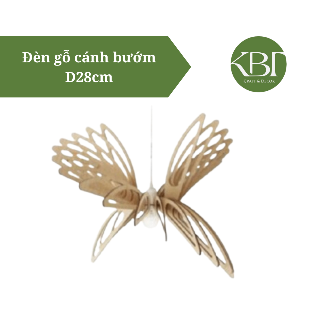 Đèn gỗ cánh bướm D28cm