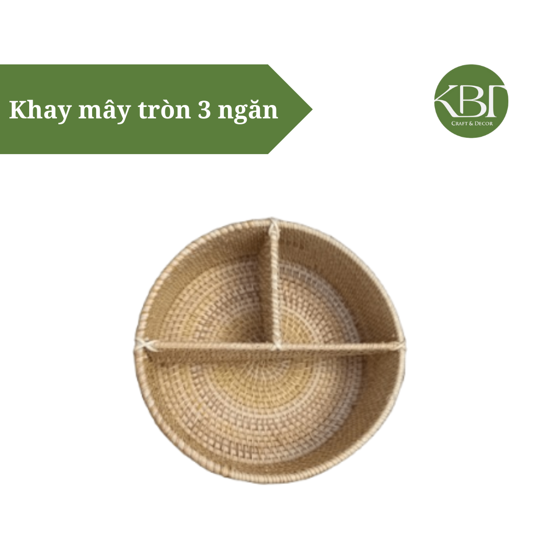 Khay mây tròn 3 ngăn