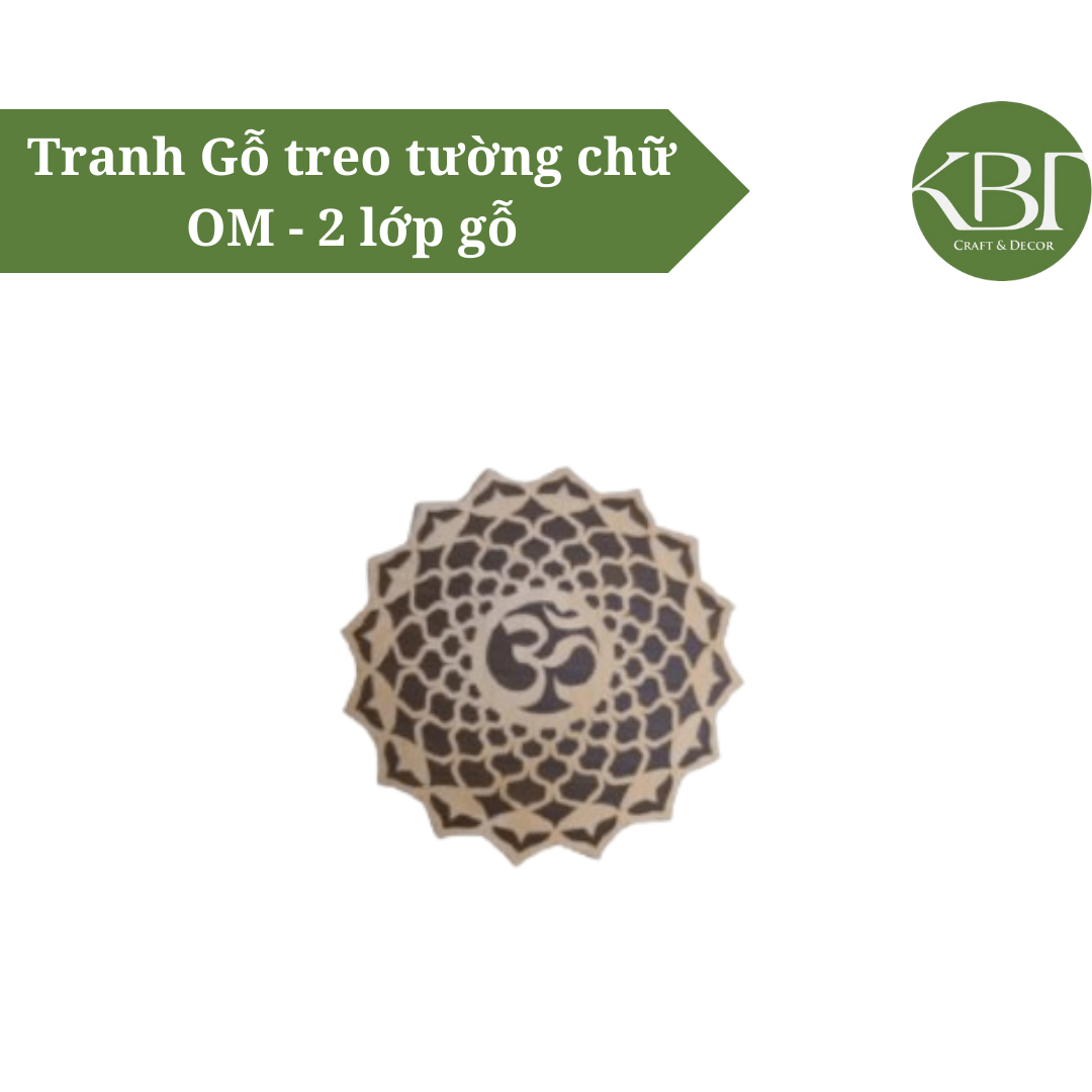 Tranh Gỗ treo tường chữ OM - 2 lớp gỗ