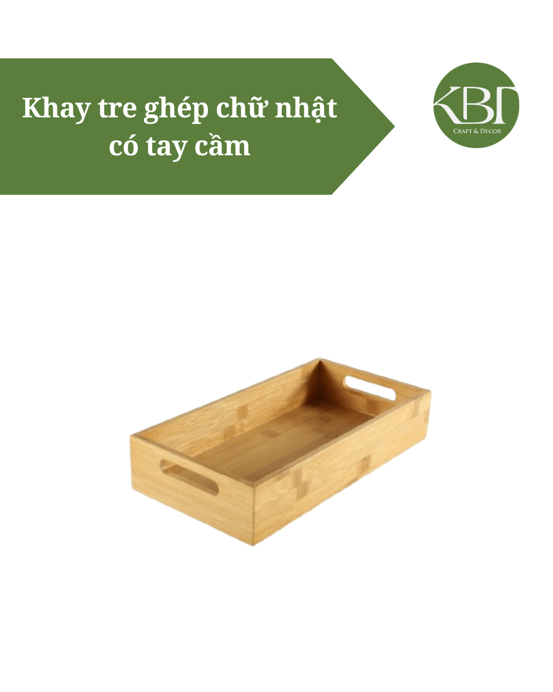 Khay tre ghép chữ nhật có tay cầm