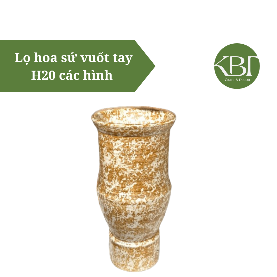 Lọ hoa sứ vuốt tay H20 các hình