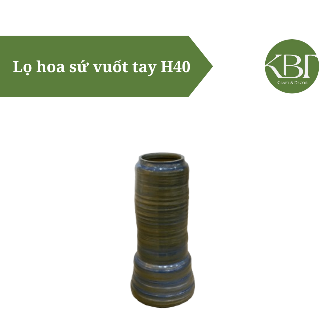 Lọ hoa sứ vuốt tay H40