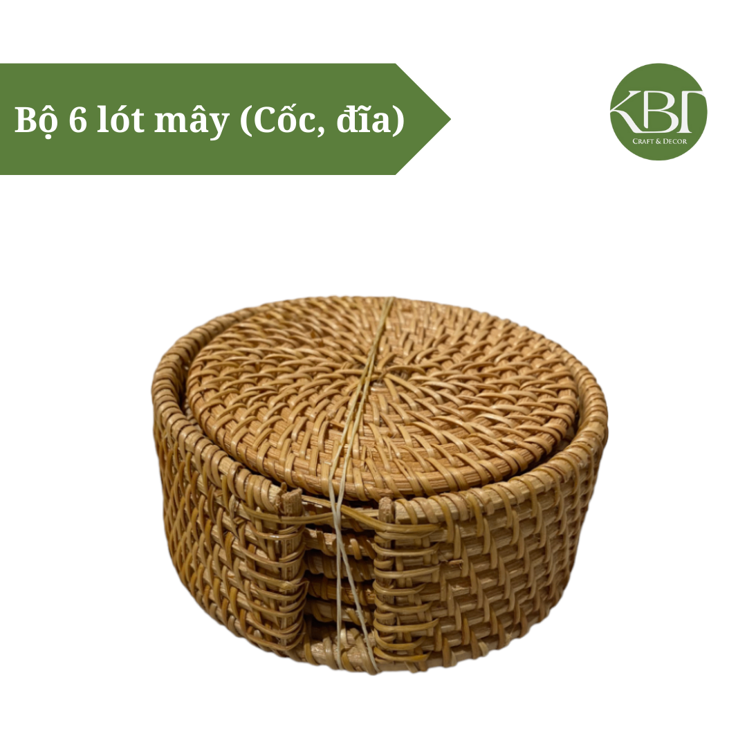 Bộ 6 Lót Mây (cốc, đĩa)