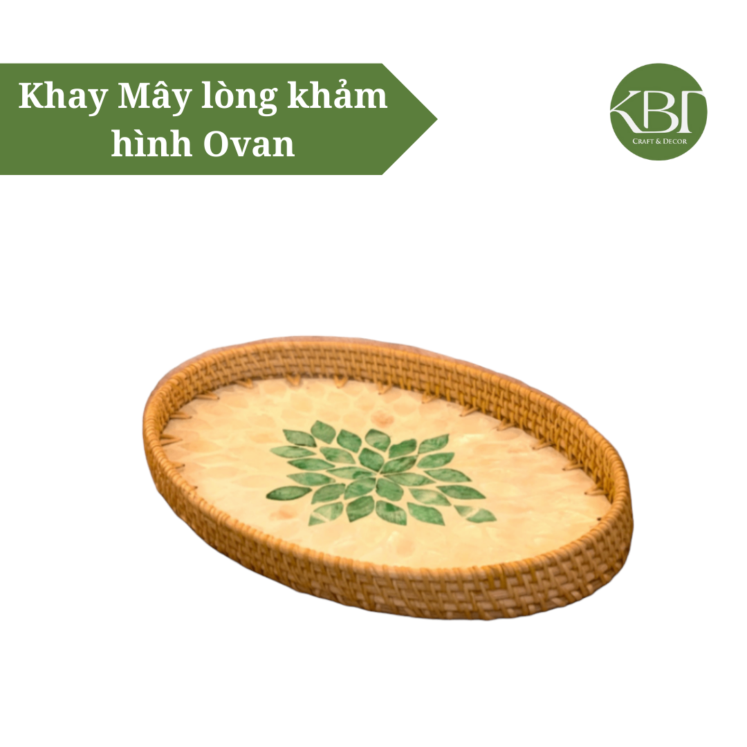 Khay Mây lòng khảm hình Ovan