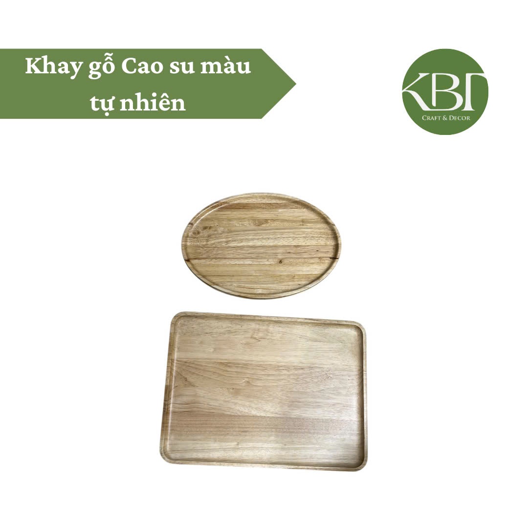 Khay gỗ Cao su màu tự nhiên