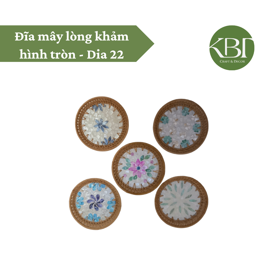 Đĩa mây lòng khảm hình tròn - Dia 22