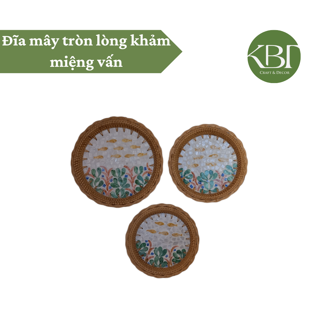 Đĩa mây tròn lòng khảm miệng vấn