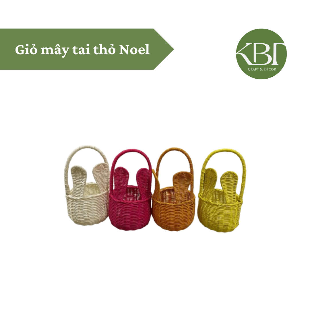 Giỏ mây tai thỏ Noel