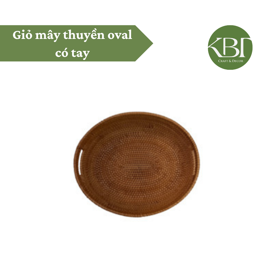 Giỏ mây thuyền oval có tay