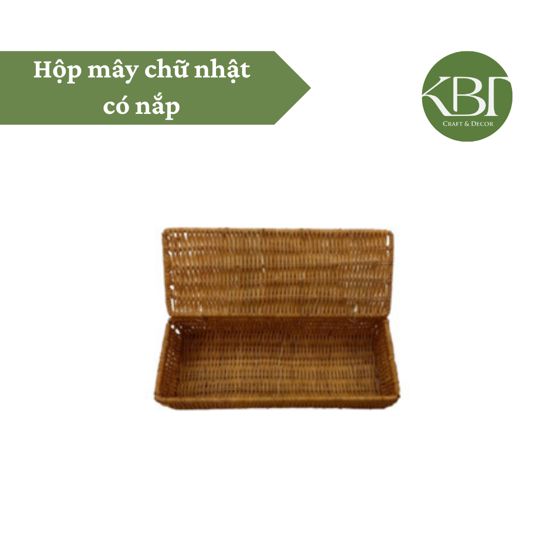 Hộp mây chữ nhật có nắp