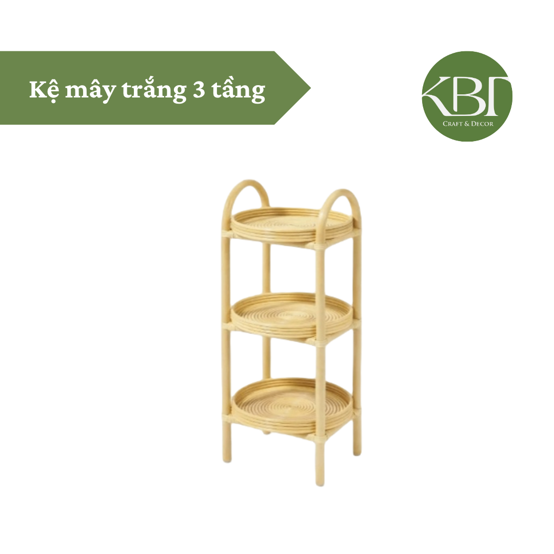 Kệ mây trắng 3 tầng