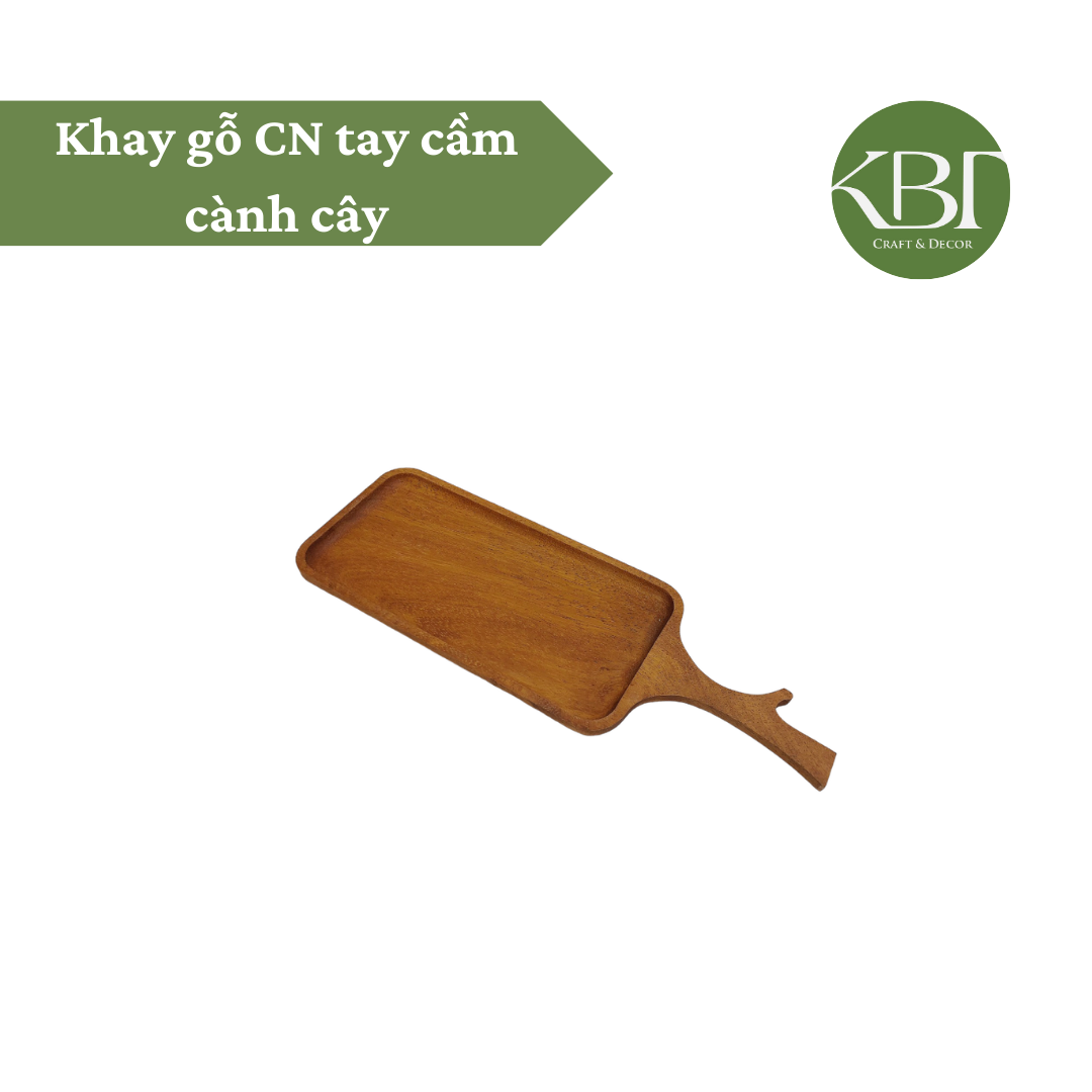 Khay gỗ CN tay cầm cành cây