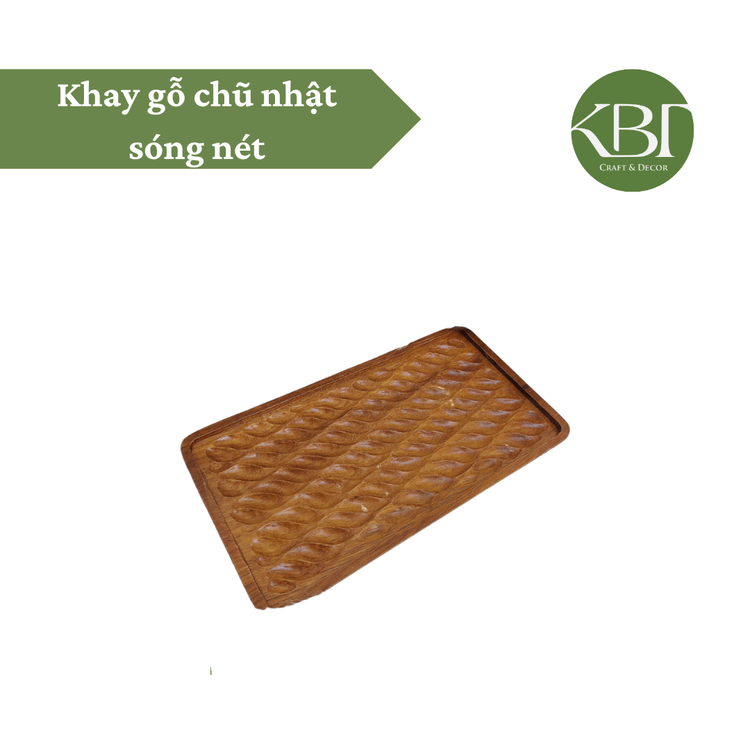Khay gỗ chũ nhật sóng nét