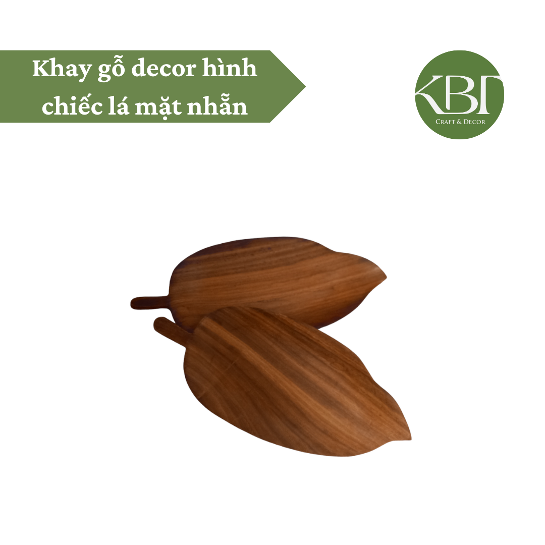 Khay gỗ decor hình chiếc lá mặt nhẵn