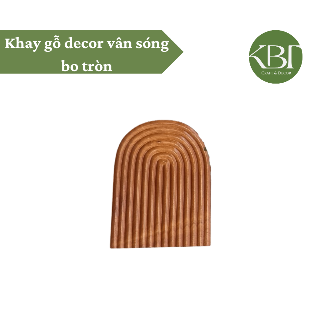 Khay gỗ decor vân sóng bo tròn