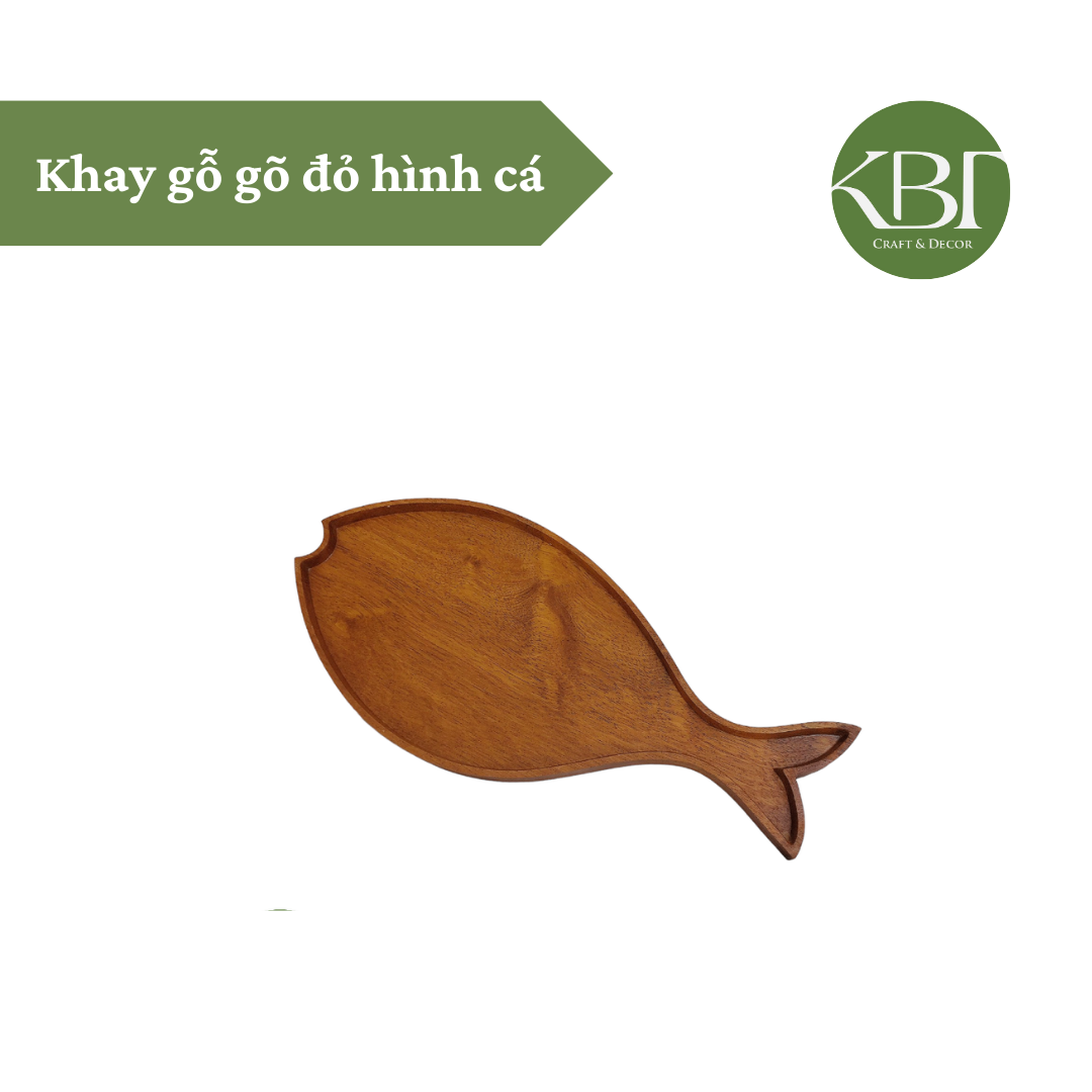 Khay gỗ gõ đỏ hình cá