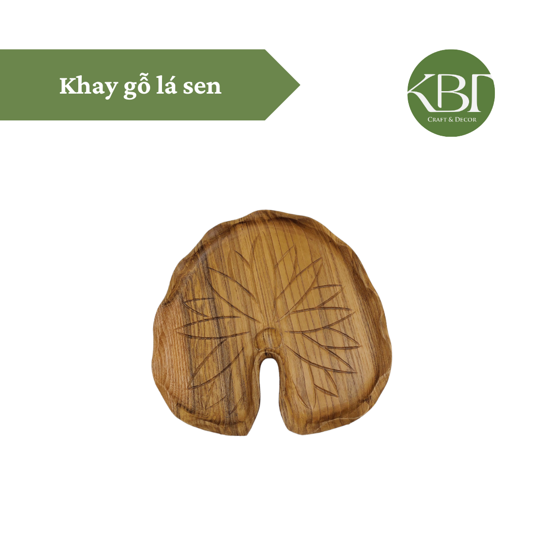 Khay gỗ lá sen