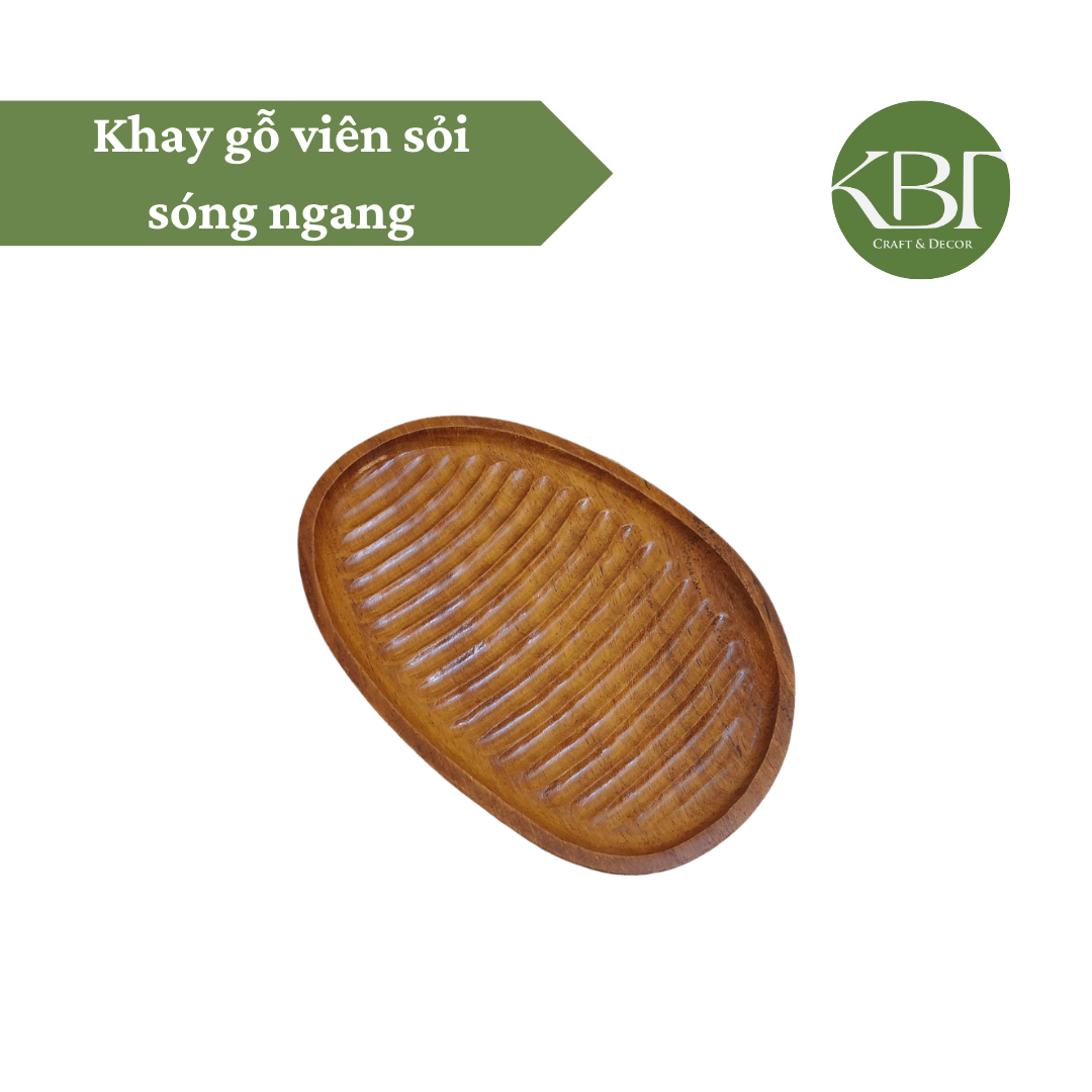 Khay gỗ viên sỏi sóng ngang
