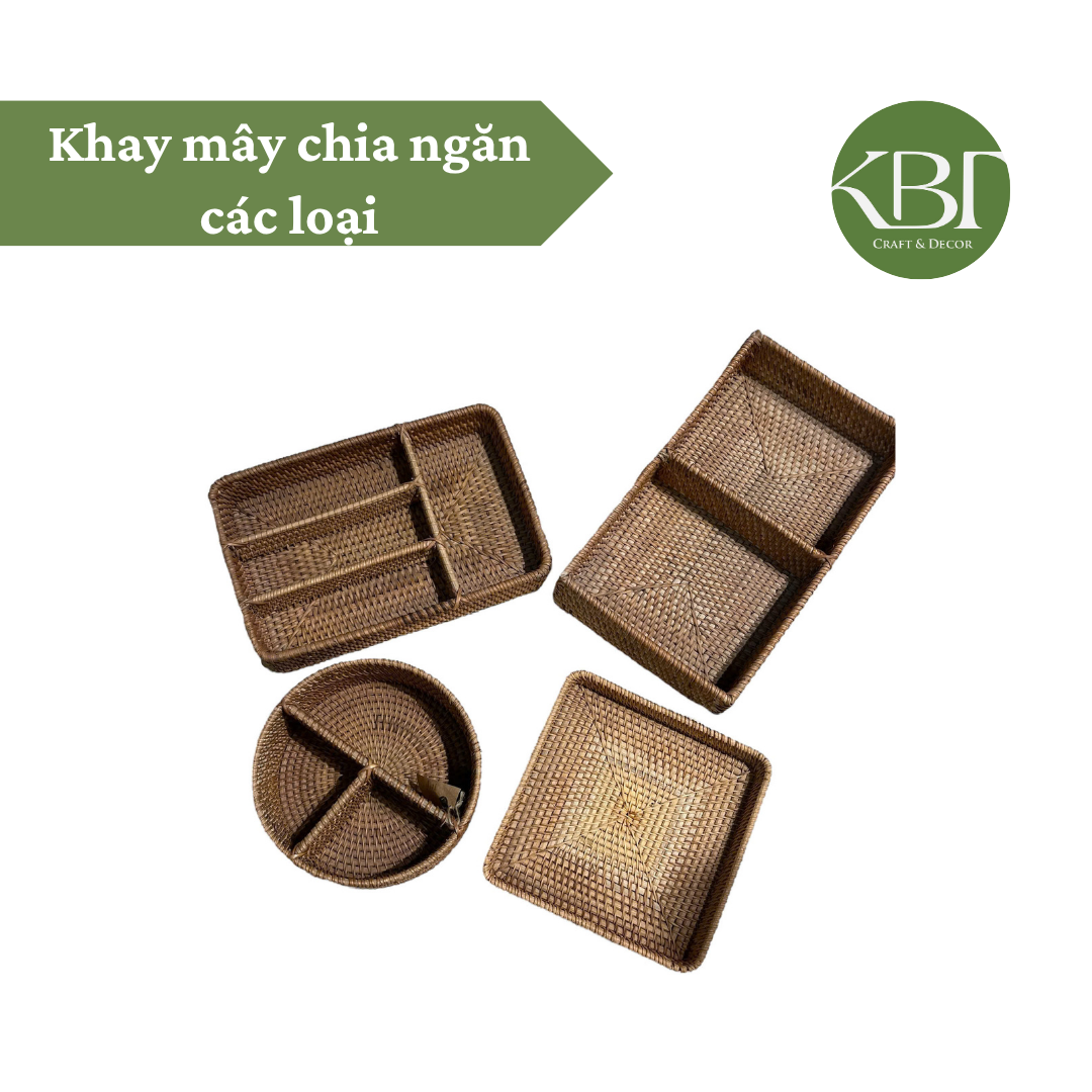 Khay mây chia ngăn các loại