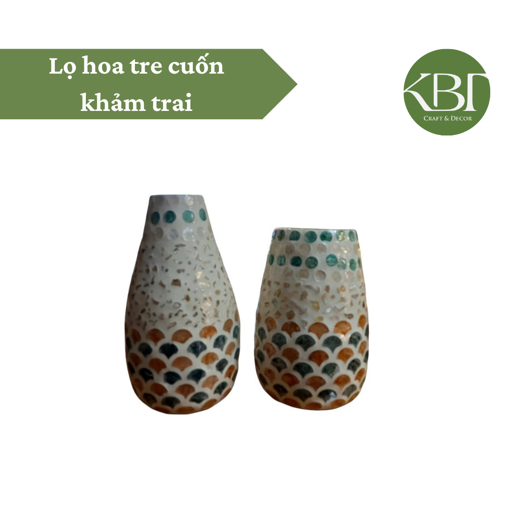 Lọ hoa tre cuốn khảm trai