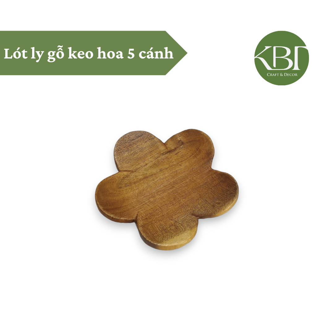 Lót ly gỗ keo hoa 5 cánh