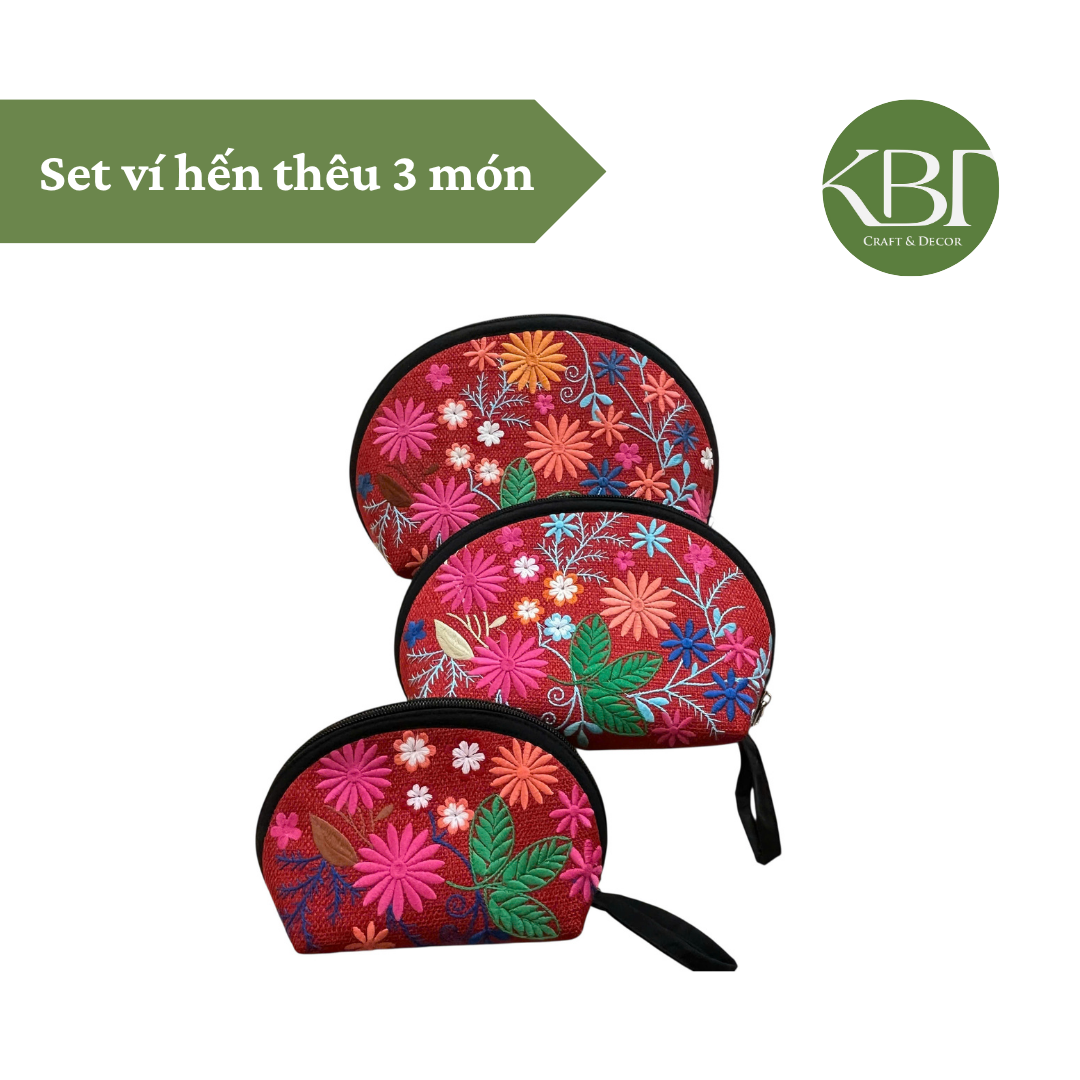 Set ví hến thêu 3 món