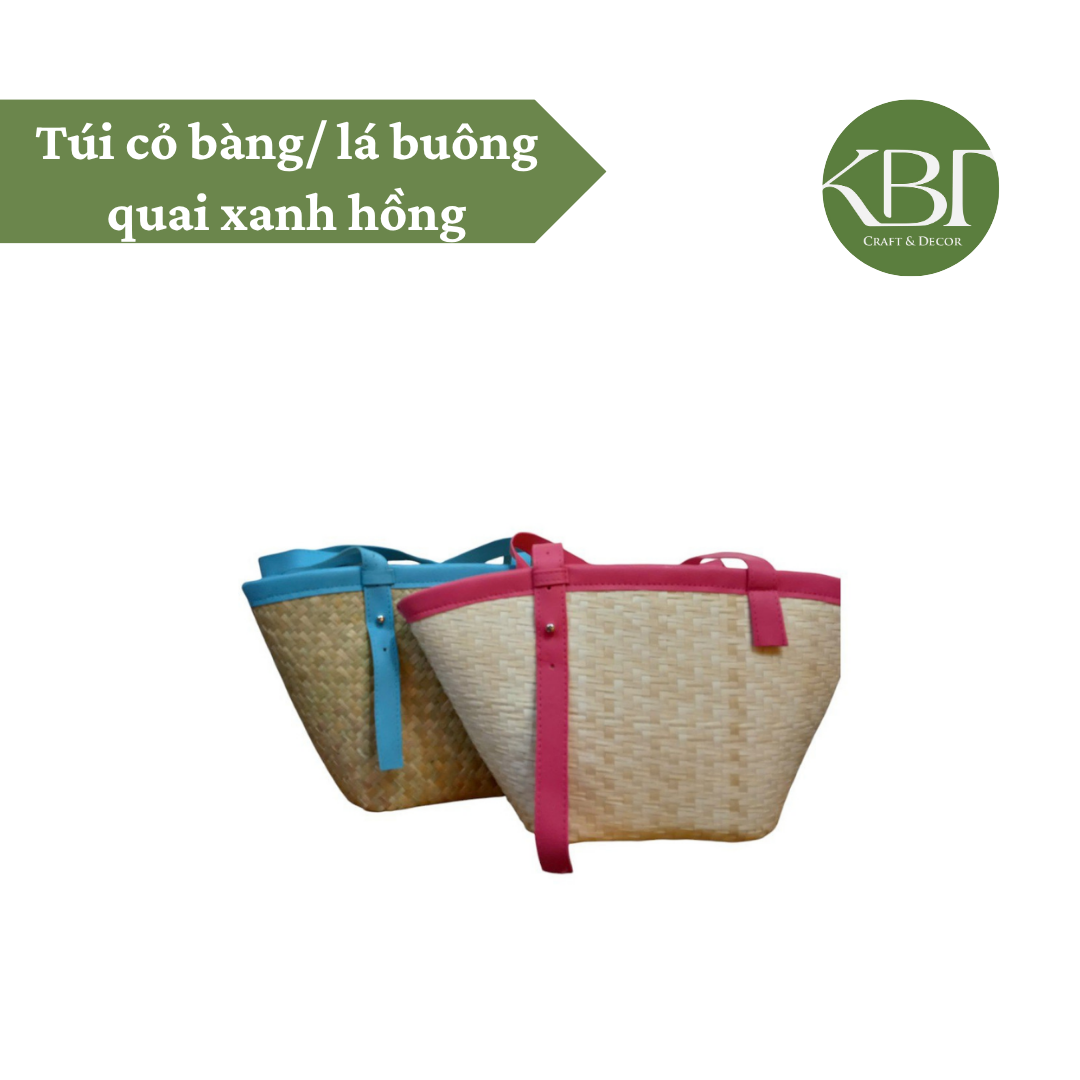 Pink & Blue Grey Sedge/ Corypha Umbraculifera Bag