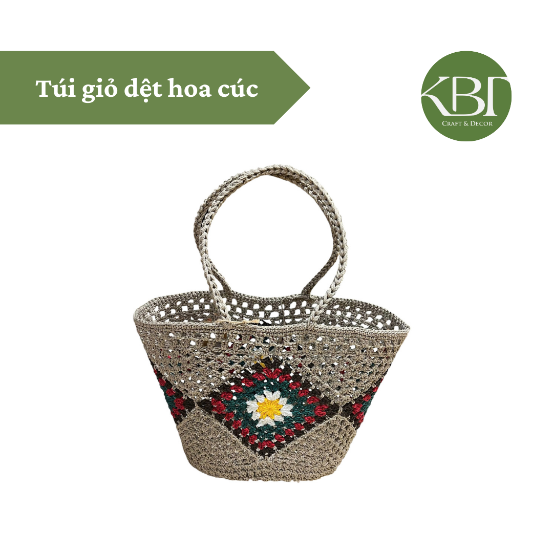Túi giỏ dệt hoa cúc