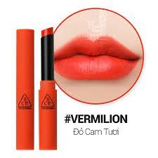 Son thỏi lì 3CE SLIM VELVET LIP COLOR new matte color - Vermilion - Đỏ cam