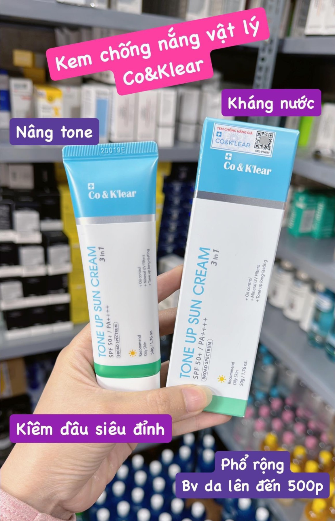 Kem chống nắng nâng tone Co klear cho da dầu