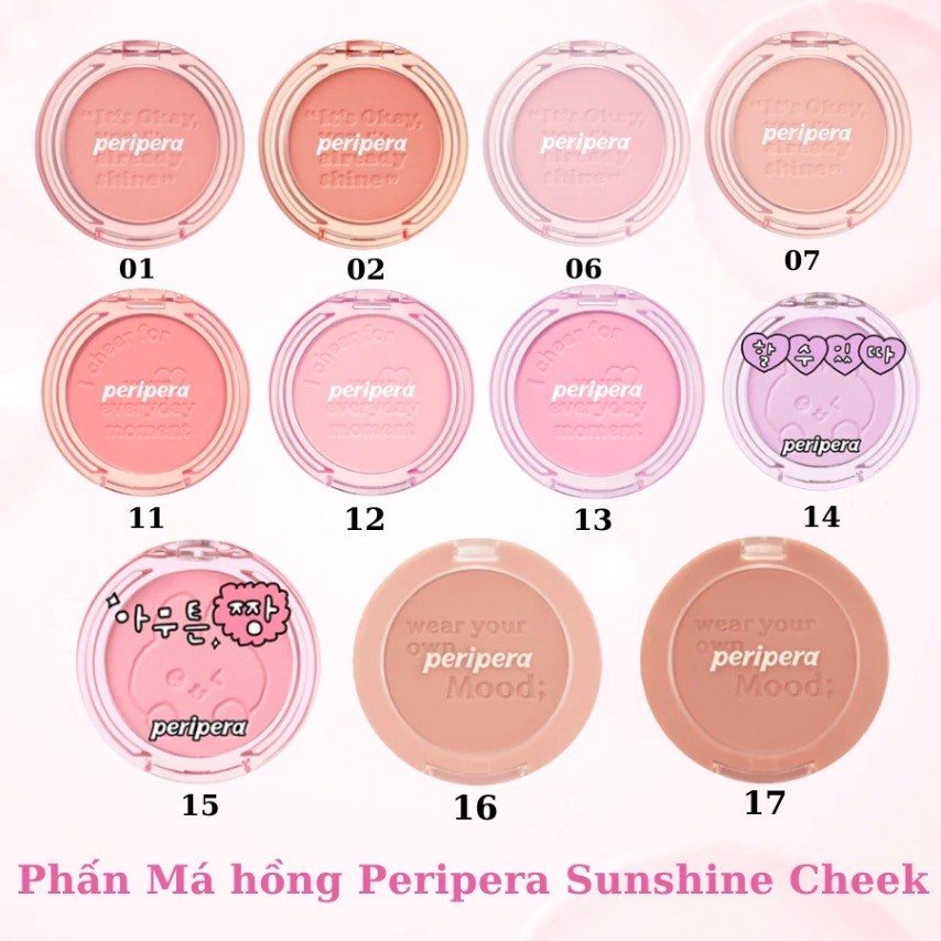 PHẤN MÁ HỒNG PERIPERA PURE BLUSHED SUNSHINE CHEEK