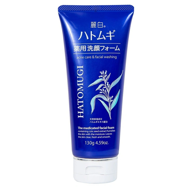 Sữa rửa mặt ngừa mụn, dưỡng ẩm Reihaku Hatomugi Acne Care & Facial Washing (130g)