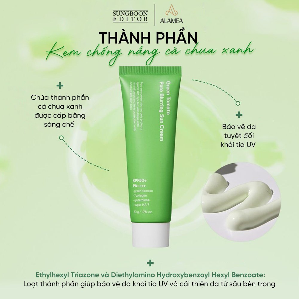 Kem Chống Nắng Cà Chua Xanh SUNGBOON GREEN TOMATO PORE BLURRING SUN CREAM