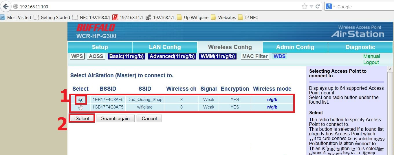 huong dan cai dat wifi buffalo wcr hp g300 lam repeater