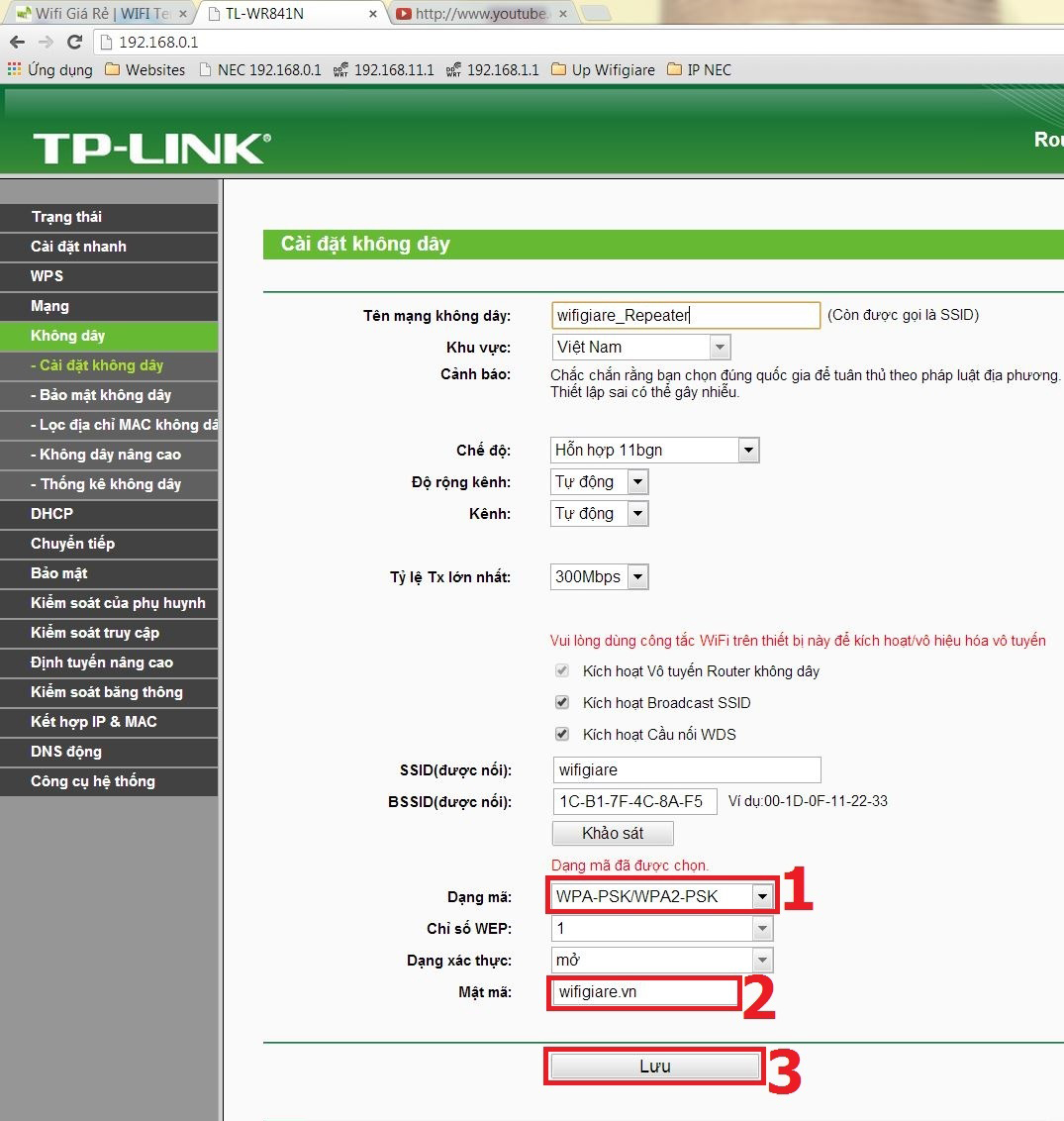 huong dan cai dat tp link wr841n lam repeater thu song