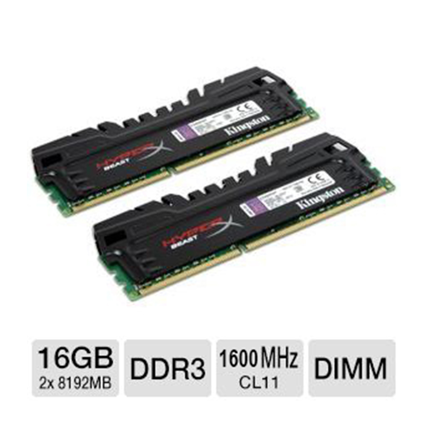 Kingston 16GB 1600MHz DDR3 Non-ECC CL11 DIMM (Kit of 2) XMP Beast Series (KHX16C9T3K2/16X)