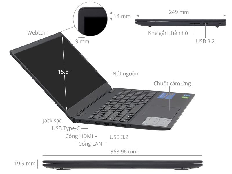 Dell Vostro 3500 i3-1115G4 Ram 8G SSD 256G