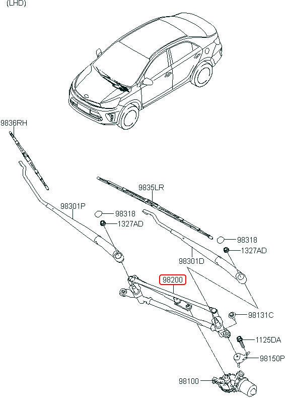 Cơ cấu gạt mưa trước chính hãng HYUNDAI | 98120H6000 tại HCM