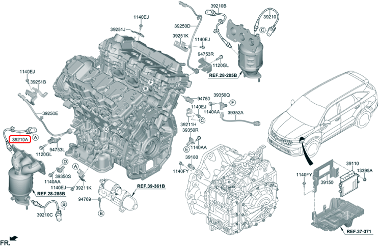 Cảm biến oxy chính hãng HYUNDAI KIA trên máy trước | 392103NFB0 tại HCM