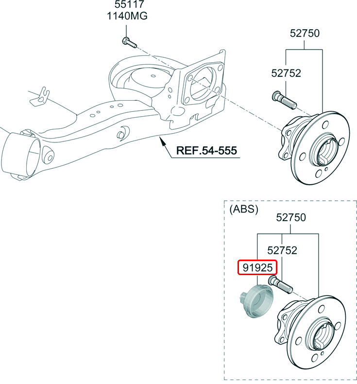 Cảm biến abs sau chính hãng HYUNDAI | 919251G000 tại HCM