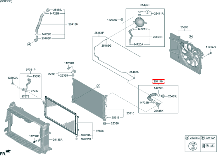 Ống két nước trên chính hãng HYUNDAI KIA | 25414R0100 tại HCM