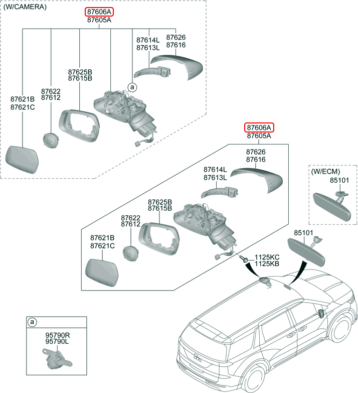 Kính chiếu hậu chính hãng HYUNDAI KIA RH | 87620R0030 tại HCM