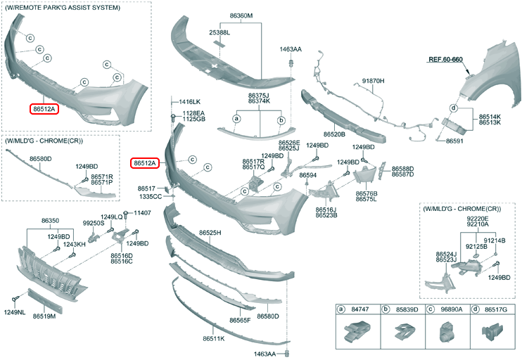 Cản trước chính hãng HYUNDAI KIA trên | 86511R0000 tại HCM