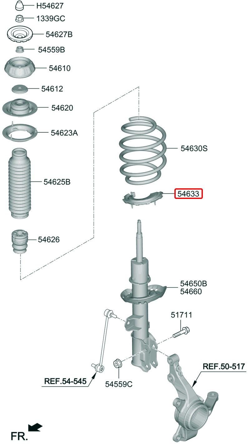 Cao su đệm lò xo nhún trước chính hãng HYUNDAI dưới | 54633H6000 tại HCM