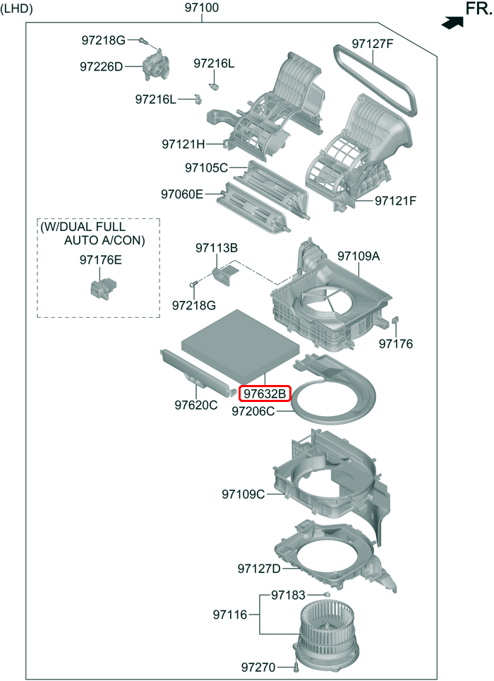 Lọc gió máy lạnh chính hãng HYUNDAI KIA | 97133R0000 tại HCM