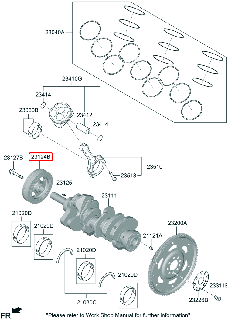 Puly cốt máy chính hãng HYUNDAI KIA | 231243N001 tại HCM