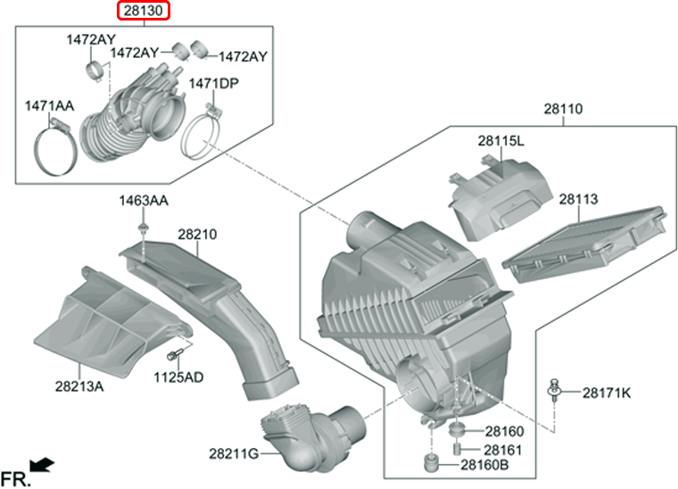 Ống gió bô e chính hãng HYUNDAI KIA sau | 28130N9150 tại HCM