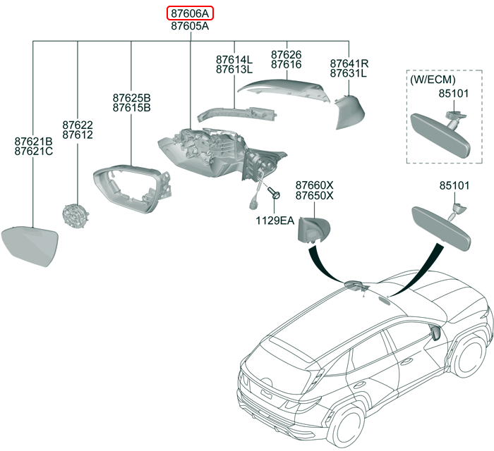 Kính chiếu hậu chính hãng HYUNDAI RH | 87620N9040 tại HCM